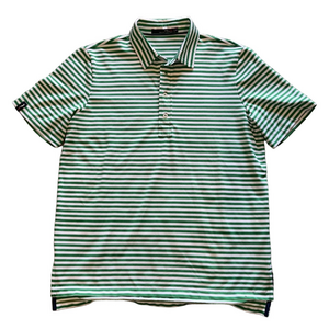 RLX Ralph Lauren Mens Medium Green Striped Performance Polo Shirt